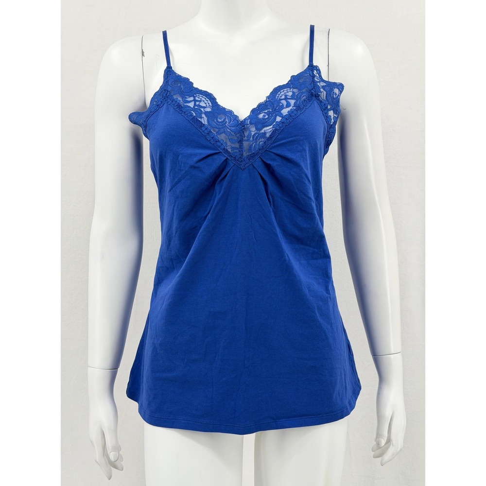 Old Navy Top Women Large Blue Lace Trim Camisole V-Neck Y2K Layers Basic Stretch